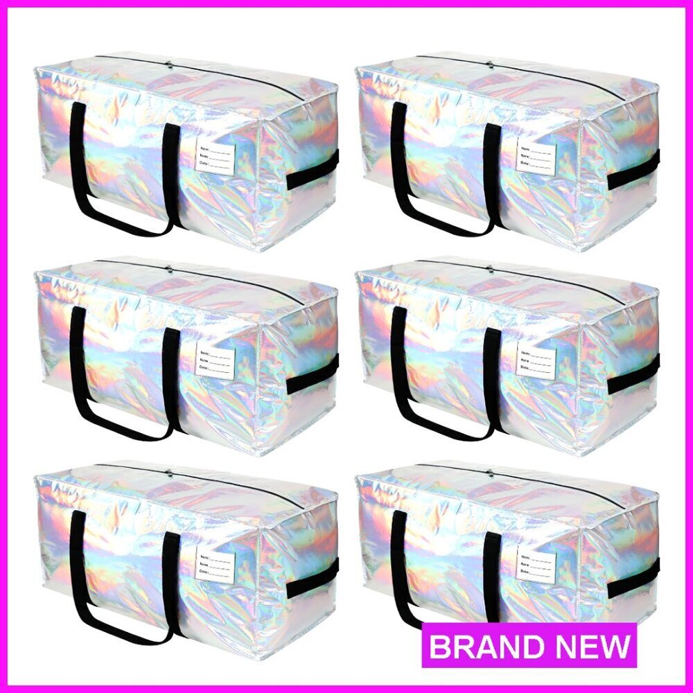 6 Pack Heavy Duty Moving Bags Extra Large Waterproof Foldable Storage Totes